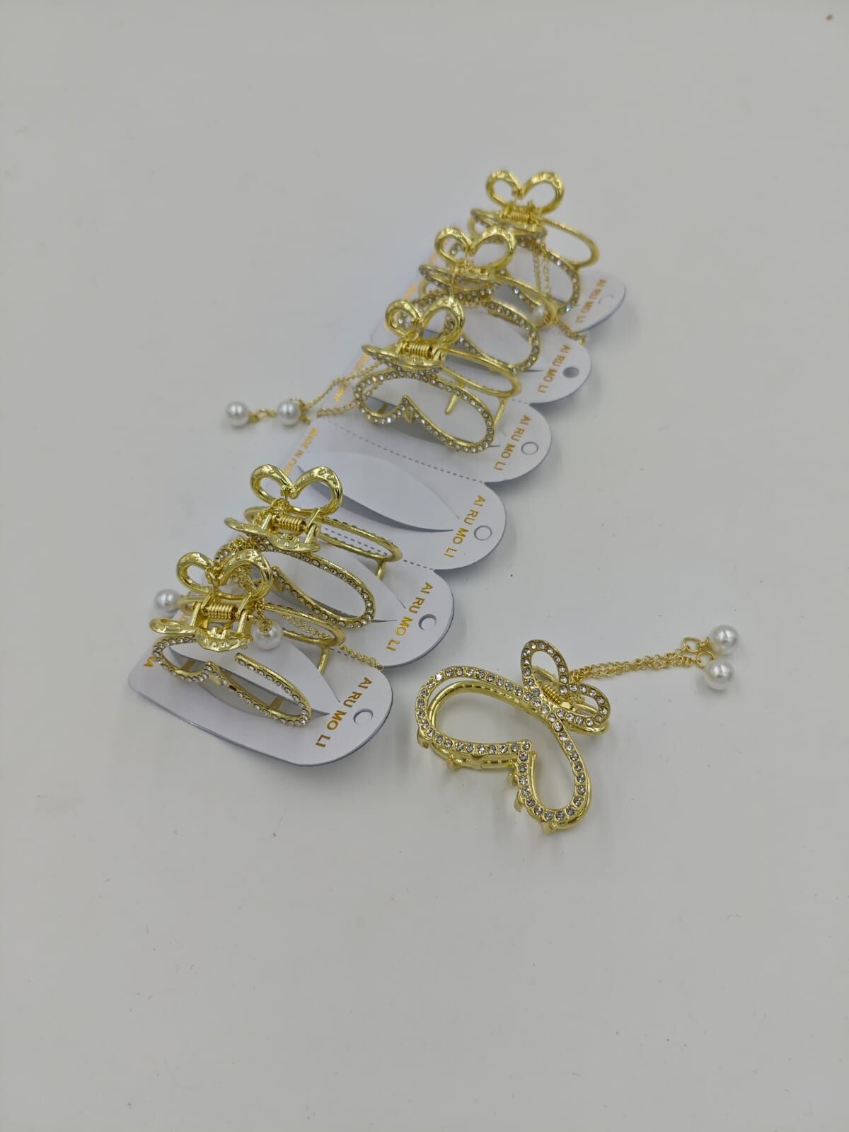 Sallantılı Taşlı Metal Mandal Toka 12li (Adet:25TL)