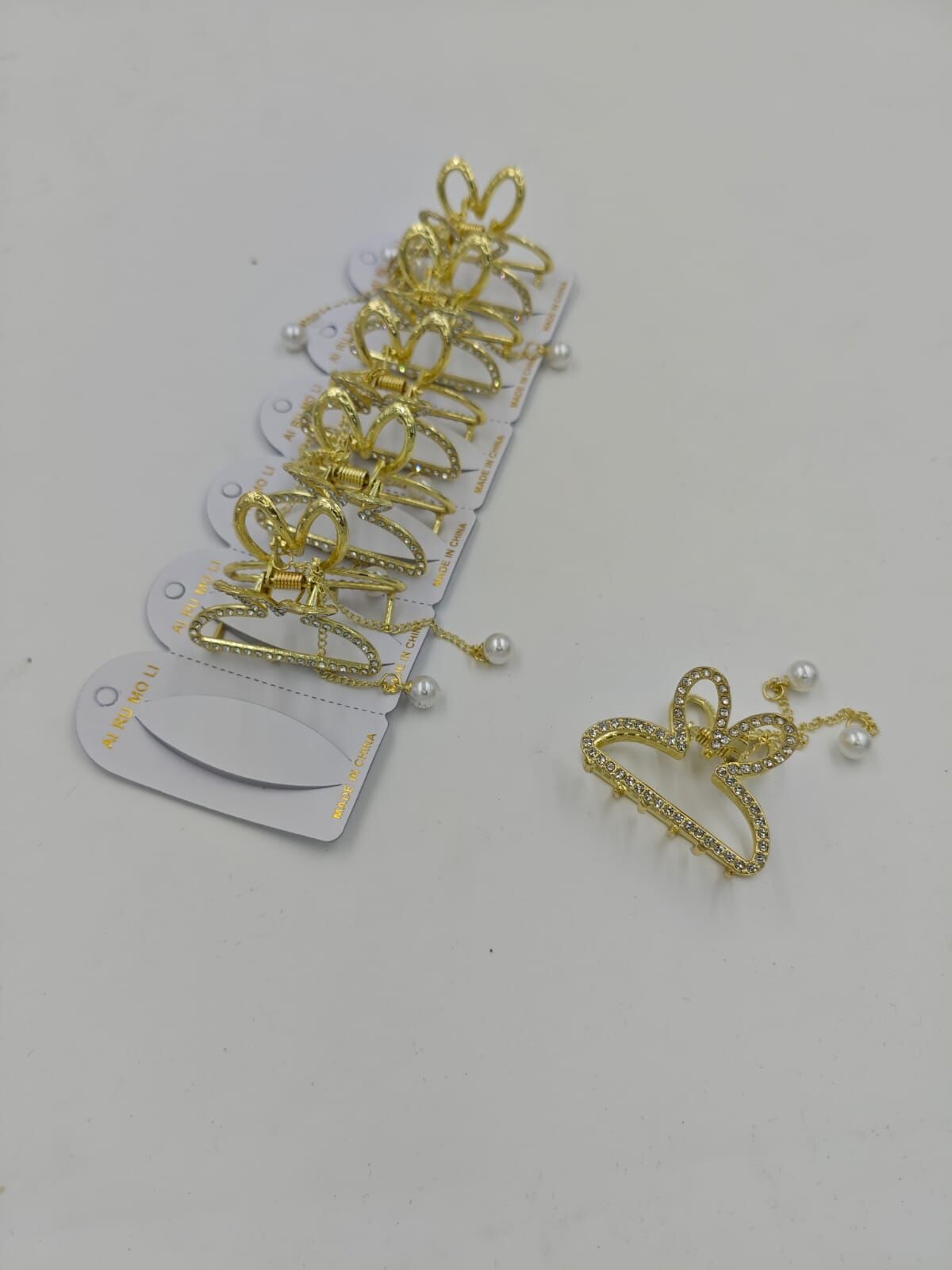 Sallantılı Taşlı Metal Mandal Toka 12li (Adet:25TL)