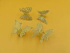 Taşlı Kelebek Metal Mandal Toka 12li (Adet:40TL)