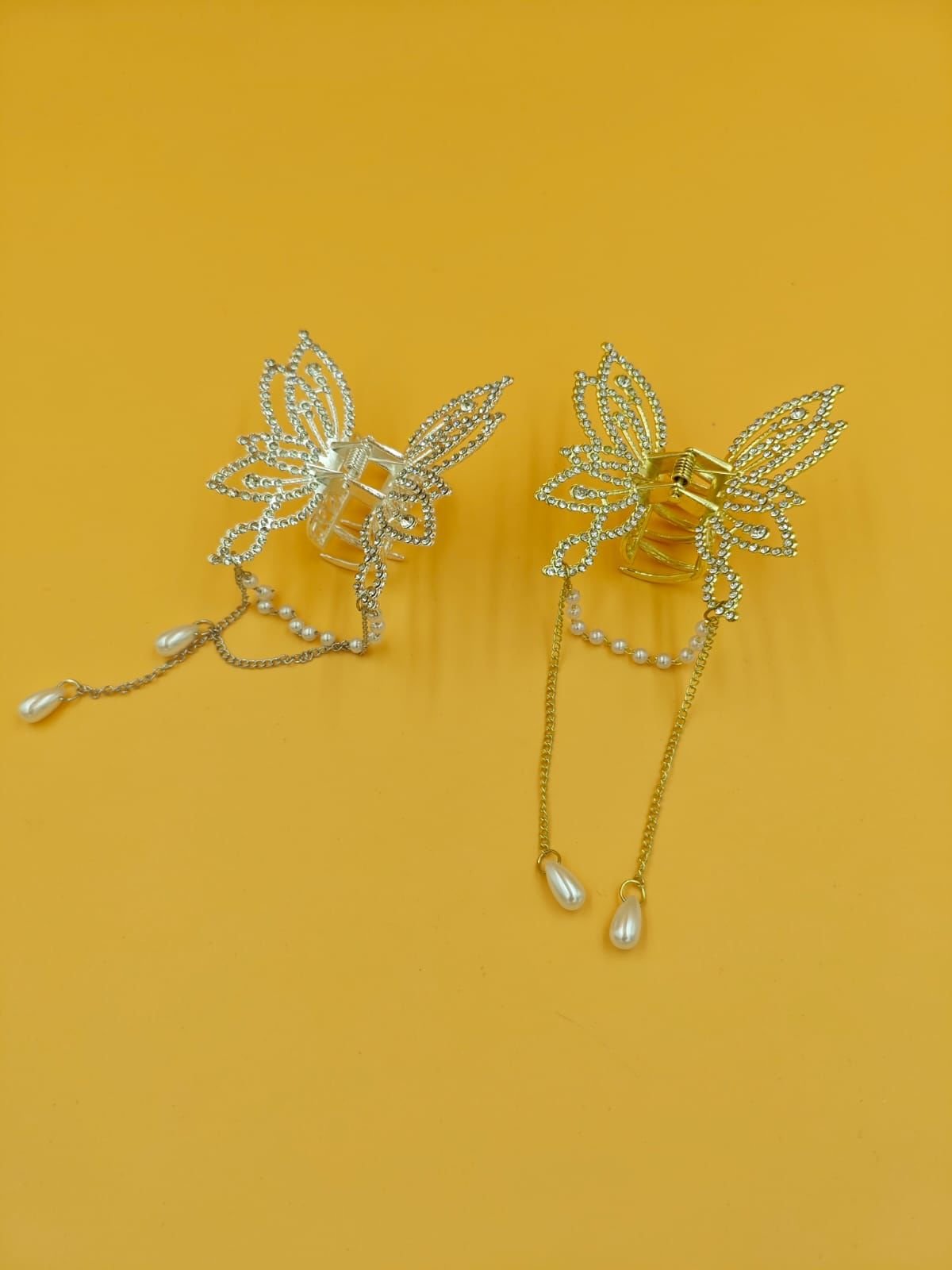 Sallantılı Taşlı Kelebek Metal Mandal Toka 12li (Adet:50TL)