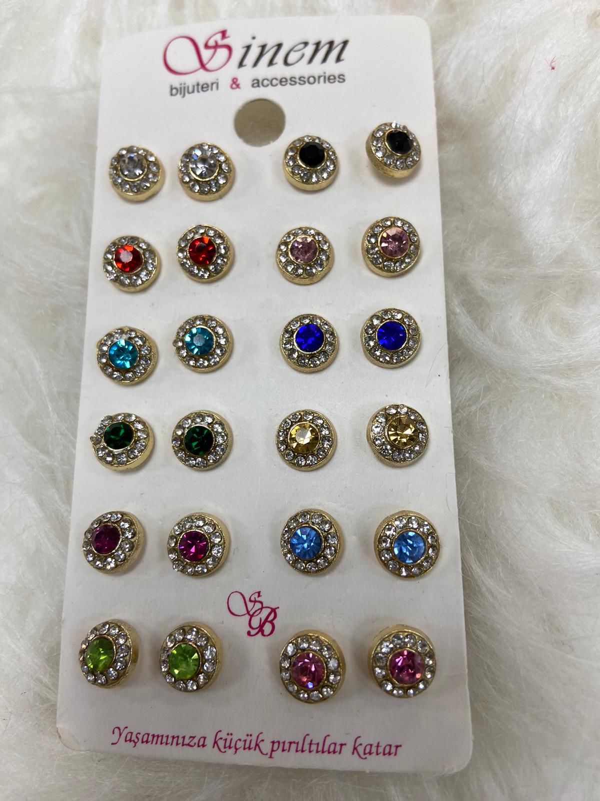 Taşlı Küpe 12li (Çift:7.5TL)
