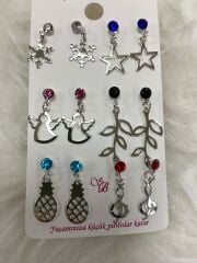 Sallantılı Küpe 6lı (Çift:7.5TL)