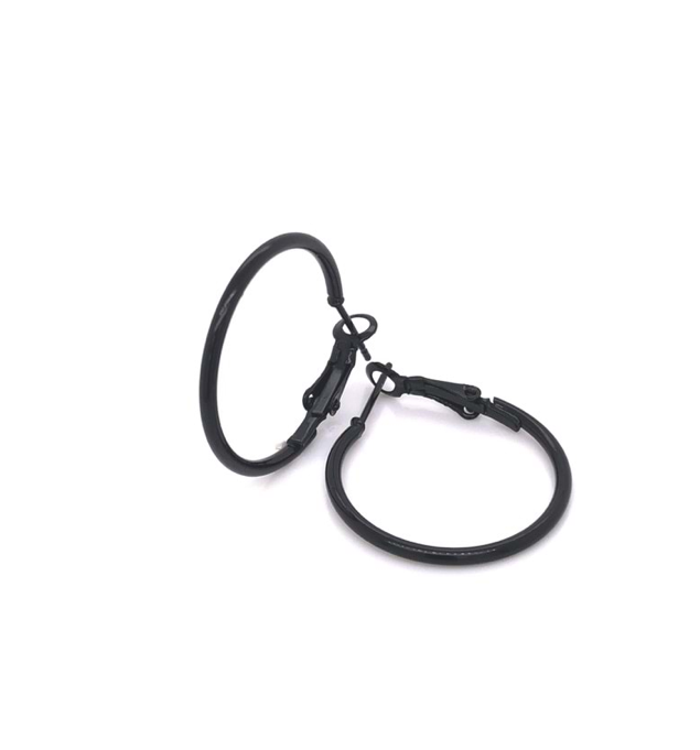 Yuvarlak Halka Küpe Siyah 3 Cm